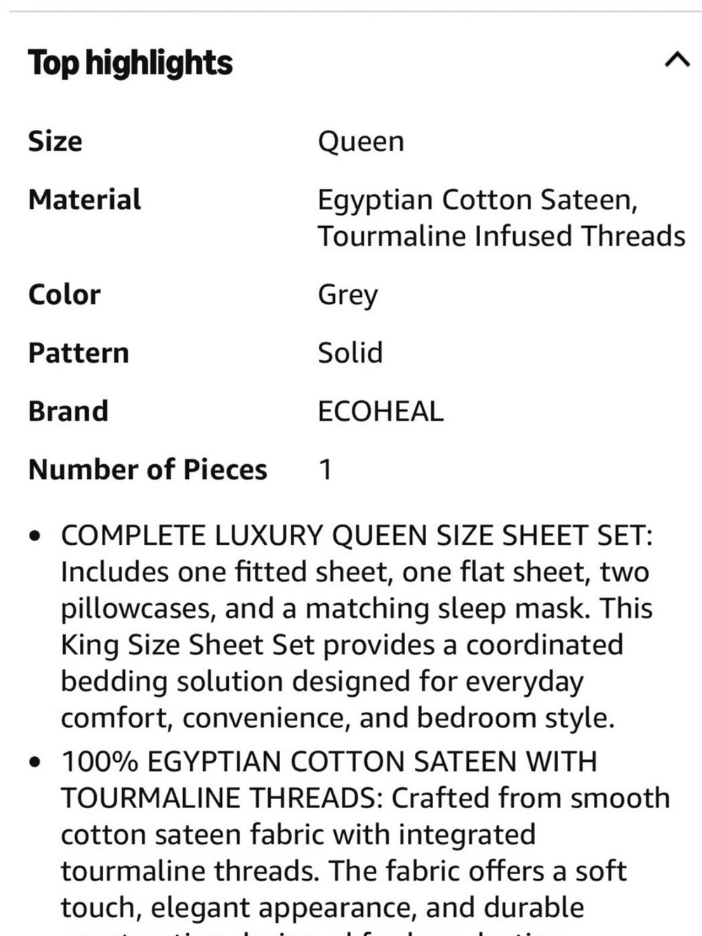 Queen Sheet Set - Silver Egyptian Cotton (Brand: ) - Picture 9 of 12